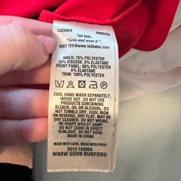 Ted Baker Burford Double Layer Embellished Red Dress size 4 (8-10) nwot - Picture 16 of 16